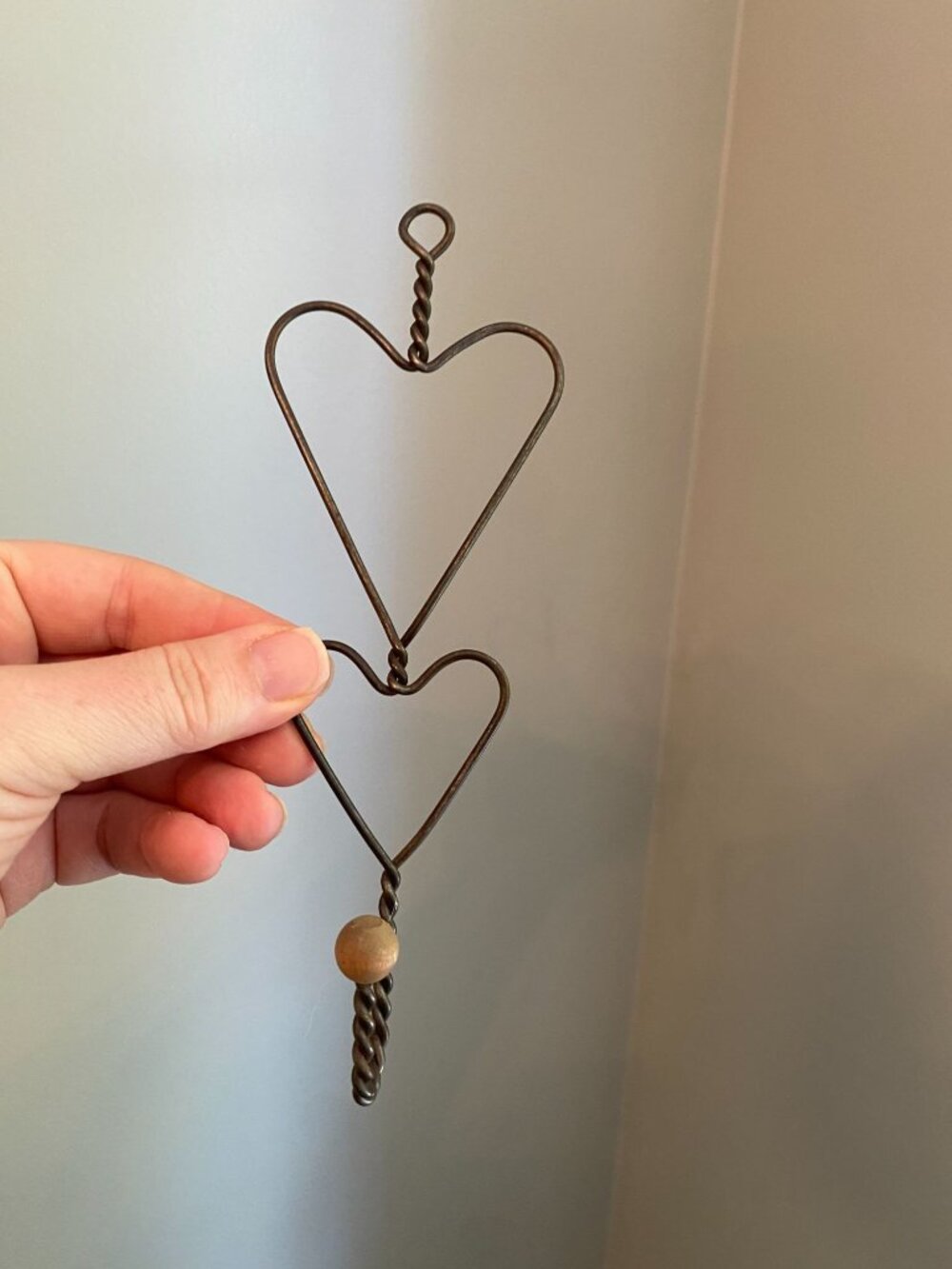 Vintage Primitive Twisted Metal Heart Shaped Wall Hook